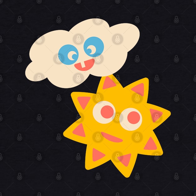 SUNNY WITH CLOUDY PERIODS Cute Kawaii Sun and Cloud for Kids and Adults - UnBlink Studio by Jackie Tahara by UnBlink Studio by Jackie Tahara